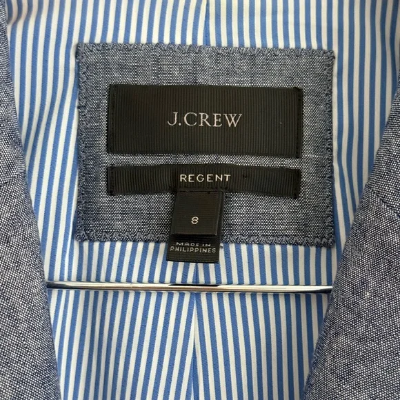 NWOT J. Crew Regent Single Button Blue Chambray Ruffle Blazer Women's Size 8 - Picture 14 of 16